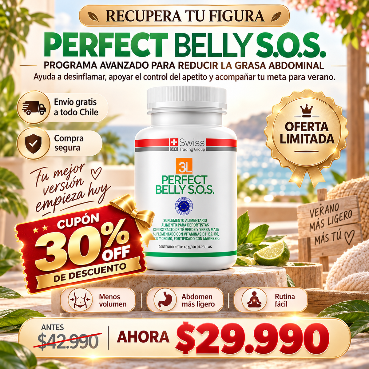 🔥 PERFECT BELLY S.O.S. — Deja de Esconder Tu Abdomen Este Verano | 30% OFF 👙