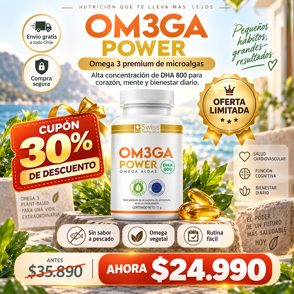 🌿 OM3GA POWER — El Omega 3 que Sí Querrás Tomar Todos los Días | 30% OFF ✨